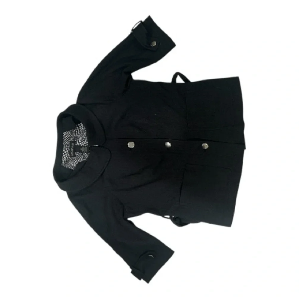 Lane Bryant Black Blazer/Jacket with Silver Buttons & removable belt size 14